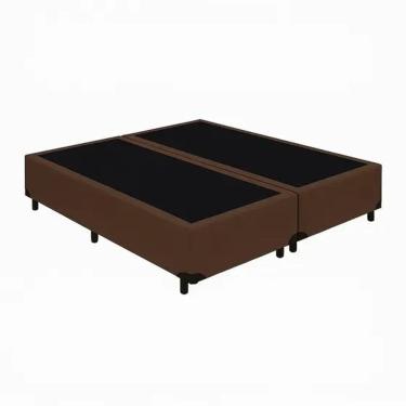Imagem de Base Cama Box Casal Bipartido Marrom  Suede 40x138x188 - Santo Box FR