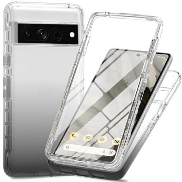 Imagem de Capa transparente de proteção total de 360° com protetor de tela integrado para Google Pixel 8 Pro, capa fina de TPU e PC, bordas elevadas, aderência antiderrapante, design de camada dupla à prova de