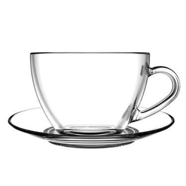 Imagem de Conjunto de 6 xícaras para chá América 210 ml com pires vidro - Class 