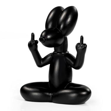 Imagem de zimiliz Bonecos engraçados de resina de dedo médio para cães, presentes de decoração de escritório para amigos, estátuas de cachorro de balão fofas para prateleira de casa, mesa, quarto e banheiro