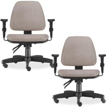 Imagem de Kit 02 Cadeiras De Escritório Giratória Executiva Bege - LYAM DECOR