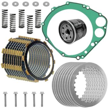 Imagem de BIGLKNM Kit de embreagem Placas de fricção e placas de aço e filtro de óleo e junta de tampa com parafusos de molas compatíveis com GSXR750 GSX-R750 2000-2003# 21441-31E70