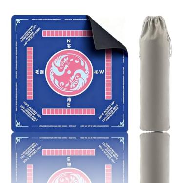 Imagem de Mahjong Mat for Table with Rules,Non-Slip Noise Reduction Gaming Mat 31.4x31.4 Inch,Neoprene Mahjong Table Mat for Mahjong, Poker, Card, Board Games(Blue)