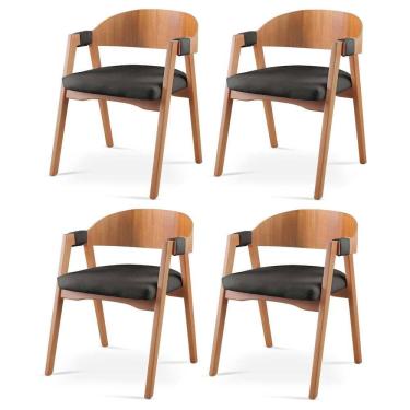 Imagem de Kit 4 Cadeiras para Sala de Jantar Luna Preto