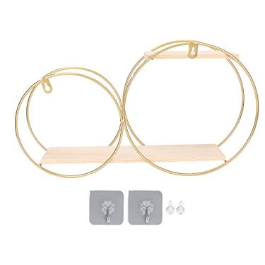 Imagem de Prateleira de armazenamento para pendurar na parede, metálica, redonda, decorativa, organizador flutuante, prateleira geométrica funcional para banheiro, quarto, sala de estar,
