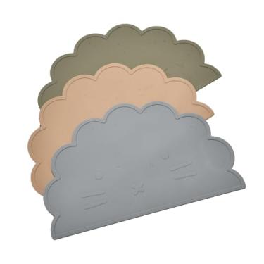 Imagem de Jogo americano de urso de silicone para crianças (leão 3 peças cinza)