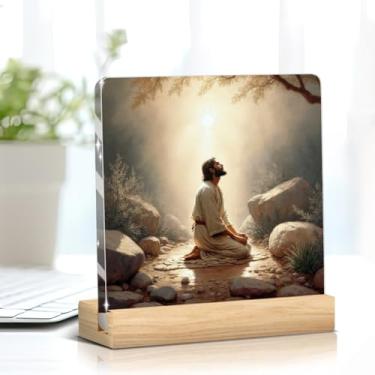 Imagem de Decoração de mesa Jesus, Jesus no jardim do Getsêmani, placa acrílica, placa para casa, sala de oração, prateleira, cubículo, sala de estar, quarto