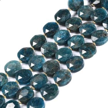 Imagem de Apatita natural 15 mm facetada 11 peças disco de moeda estrela de Davi contas soltas judaicas DIY joias fazendo fio 8 polegadas