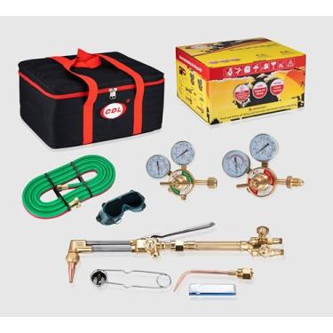 Imagem de CDL Kit de tocha de acetileno oxi resistente com válvulas de retenção, tocha de corte a gás com bicos reguladores e óculos de mangueira