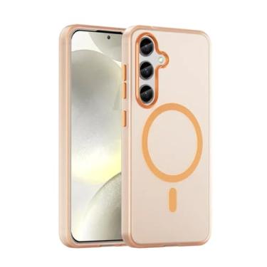 Imagem de MVVKKY Capa transparente à prova de choque para Galaxy S24FE, capa magnética fosca com carregamento sem fio e à prova de choque (para Galaxy S24FE/laranja)