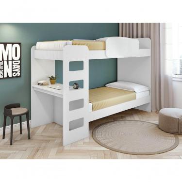 Imagem de Beliche Solteiro Cantos Arredondados Com Led Olga - Lopas Branco