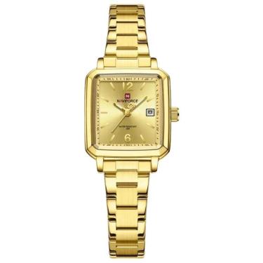 Imagem de Relógio Feminino Design Quadrado Casual De Quartzo Impermeavel De Aço Inoxidavel Dourado