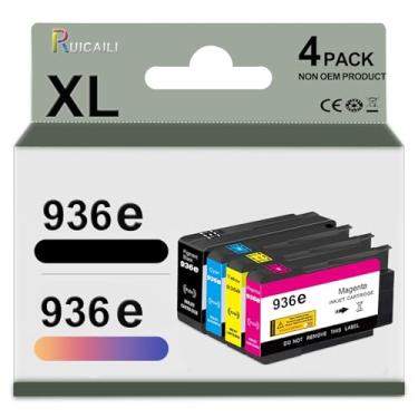 Imagem de RUICAILI Compatível com HP 936e 936XL 936 com cartuchos de tinta chip para OfficeJet Pro 9110b 9120b 9130b 9720 9730 9110e 9120e 9130e 9720e 9730e, pacote com 4 (preto, ciano, amarelo, magenta)