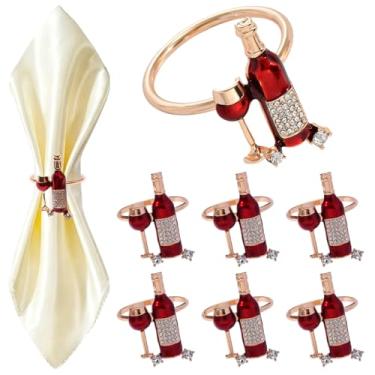 Imagem de Wuluwala Fivela de Guardanapo Suporte 6Pcs Garrafa de Vinho Copo de Vinho Guardanapo Anel de Mesa Acessórios para Guardanapo Fivela de Guardanapo Anel de Guardanapo Anel de Guardan (, Ouro)