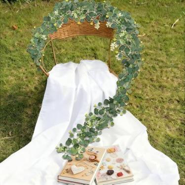 Imagem de Vinhas artificiais de guirlanda de eucalipto de 1,8 m para decoração de festival, decoração de festival, guirlandas de eucalipto falsas