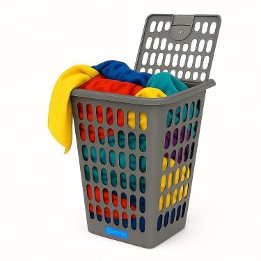 Imagem de Cesto Roupa Suja 48 Litros Organizador Grande Multiuso Lavanderia Quarto Telado Roupeiro Grande 48l Brinquedo Banheiro C