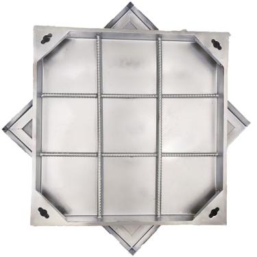 Imagem de MOSINSBO Tampa De Bueiro De Aço Inoxidável E Estrutura 20X20, Tampa De Tanque Séptico Quadrada Classe B Com Base, Tampa De Bacia De Esgoto Invisível, Tampa De Inspeção De Metal Resistente Para Entra