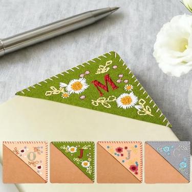 Imagem de 1 marcador de página de tecido, marcador de página bordado, costura decorativa para escritório, estudo, material escolar, acessórios, verão, letra M