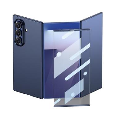 Imagem de FWYANZH Capa para Samsung Galaxy Z com três dobras, protetor de tela embutido, capa fina e minimalista, proteção contra quedas, capa de PC, azul, três dobras