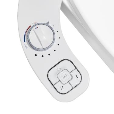 Imagem de OLUFIA Bidê quente e frio, acessório de bidê de água quente para vaso sanitário, bidê quente não elétrico com pressão de água ajustável, bocal duplo traseiro e lavagem feminina - autolimpeza (branco)