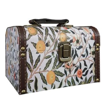 Imagem de XIAOAIKA Caixa de armazenamento decorativa vintage com alça, baú organizador de lembranças floral retrô William Morris para joias, bugigangas, embalagem de presente e decoração de casa, 18 x 12 x 12