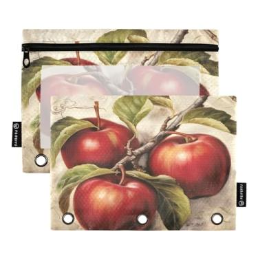 Imagem de Wassud Pacote com 2 pastas de fichário de maçãs vintage gastas com 3 furos, pasta organizadora de arquivos para casa, escritório