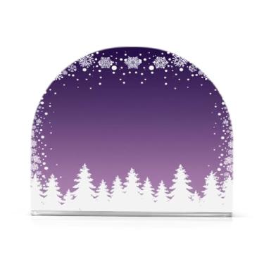 Imagem de Qilmy Lindo suporte de guardanapo acrílico de flocos de neve de Natal, porta-guardanapos para mesas cozinha restaurante decoração de casa, suporte decorativo moderno para guardanapos de coquetel de