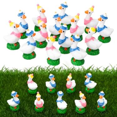 Imagem de GGSTDDUP 30 peças mini estatuetas de ganso de resina minúsculas figuras de ganso de mesa mini decoração de ganso para casa de bonecas, jardim de fadas, paisagem, artesanato faça você mesmo