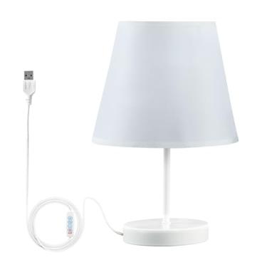 Imagem de Joisal Luminária de mesa azul Alice com porta de carregamento USB, lâmpada quente com abajur de mesa de cabeceira