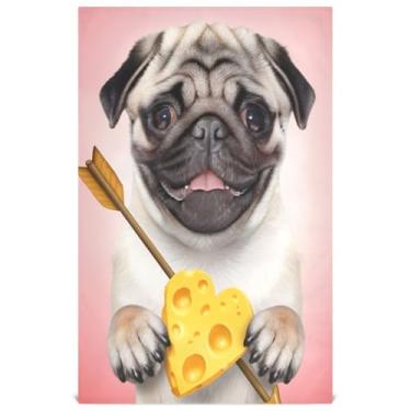 Imagem de Joisal Toalha de mão fofa e engraçada para cachorro Pug Toalha de prato fofa para cozinha decorativa para lavar louças, secagem rápida fina, 45 x 71 cm, 6 pacotes