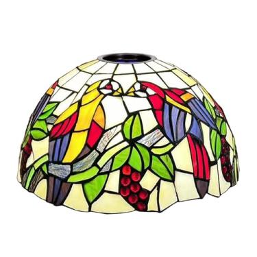 Imagem de Cúpula de abajur de vitral de 12x7 polegadas, estilo Tiffany, para substituição. Ideal para luminárias de chão arqueadas, luminárias de pé, luminárias de mesa e luminárias pendentes. Estampa
