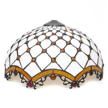 Imagem de Cúpula de Abajur Tiffany de Reposição, Cúpulas de Vidro Colorido de 40 cm, Design Mediterrâneo com Tulipas e Girassóis Antigos, Contas de Cristal, Capa para Luminária, Somente para Abajur de