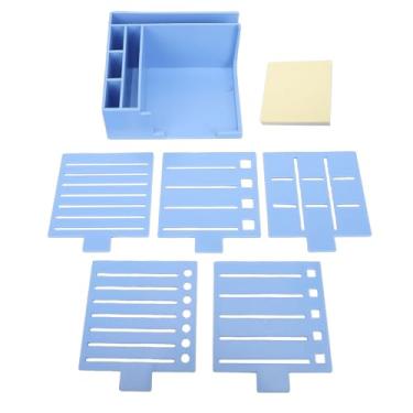 Imagem de POCREATION Conjunto de Estêncil de Nota Pegajosa, Suporte Multifuncional Com 5 Estênceis e 100 Blocos de Notas de Folha, para Sala de Aula, Escritório e Casa (BLUE)