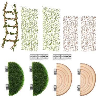 Imagem de Conjunto de Decoração para Habitat de Aranha-Saltadora, com Plataformas Escalada Madeira Escada Corda Fixação Magnética Acessórios Recinto Aranha-Saltadora para Pequenos Répteis