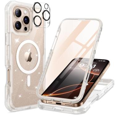 Imagem de seacosmo Capa magnética para iPhone 16 Pro Max para mulheres, mulheres, homens, corpo inteiro com tela de privacidade integrada e protetor de lente de câmera, antiamarelamento, capa de telefone fofa à