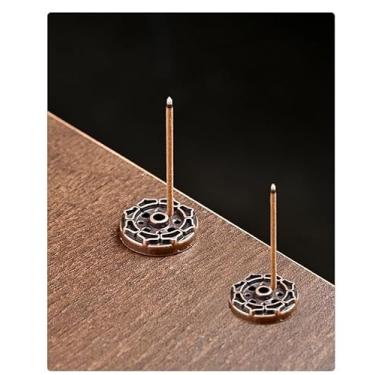 Imagem de Suporte de incenso cone com 9 furos, vintage, suporte para incenso, estilo lótus, liga de zinco pesada, suporta 2 peças