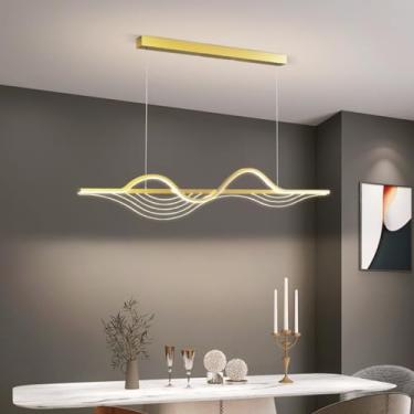 Imagem de Lustre LED para mesa de jantar, bar, sala de chá, escritório, design moderno (dourado, 100 cm)