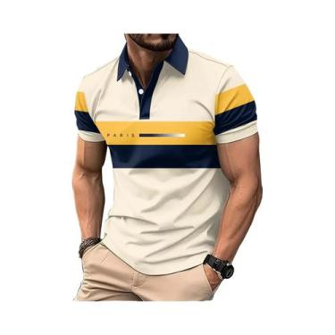 Imagem de Camisa Polo Casual Masculina De Verão Respirável E Confortável Com Est