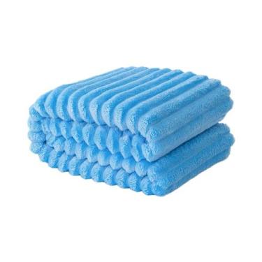 Imagem de Cobertor De Flanela Listrado Em Cores Sólidas, Macio E Confortável, Mu