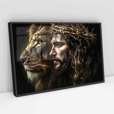 Imagem de Quadro Decorativo Jesus E Leão - 50X70Cm