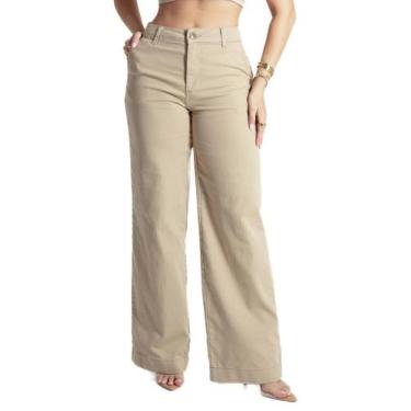 Imagem de Calça Sarja Sawary Wide Leg - 281835 36, Bege, 36