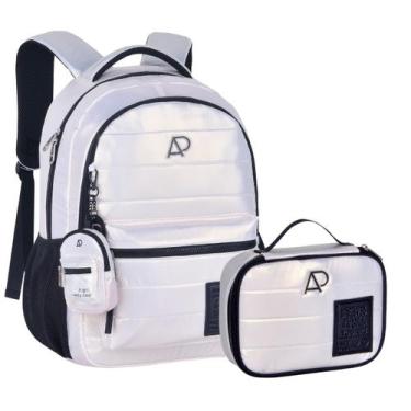 Imagem de Kit Mochila De Costas Alice Palucci Juvenil Estilo Puffer Com Porta No