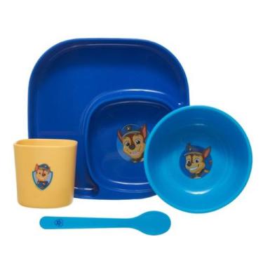 Imagem de Kit Alimentação Infantil 4 Pçs Patrulha Canina Kouii Premium, Azul
