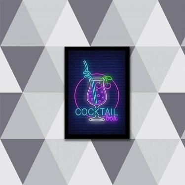 Imagem de Quadro Copo Cocktail Bar Simulando Neon 24X18Cm 001