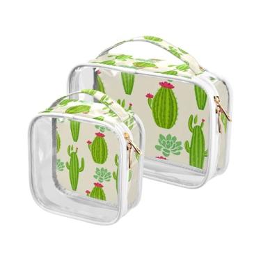 Imagem de xigua Bolsa de maquiagem feminina de desenho animado para cactos e suculentas, bolsa de cosméticos de viagem, bolsa de higiene portátil à prova d'água para viagens, férias, banheiro organizado