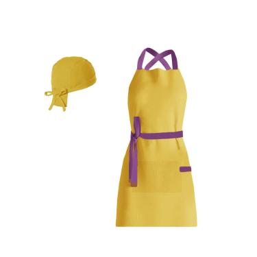 Imagem de Avental Amarelo Alça Cruzada e Bandana Faixa Restaurante Bar