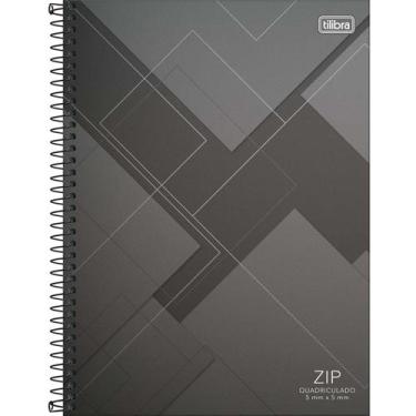 Imagem de Caderno Quadriculado 5x5 96 Folhas Zip Tilibra, Cinza