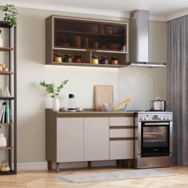 Imagem de Cozinha Modulada com Vidro Reflecta 2 Peças com Tampo em MDF Connect H