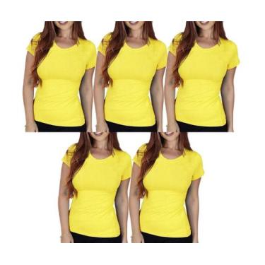 Imagem de Kit com 5 Camisas Camisetas Blusas Baby Looks T-shirts Masculina Femin