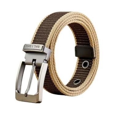 Imagem de Cinto Masculino Casual De Lona Com Tira Listrada Para Jeans E Calças M